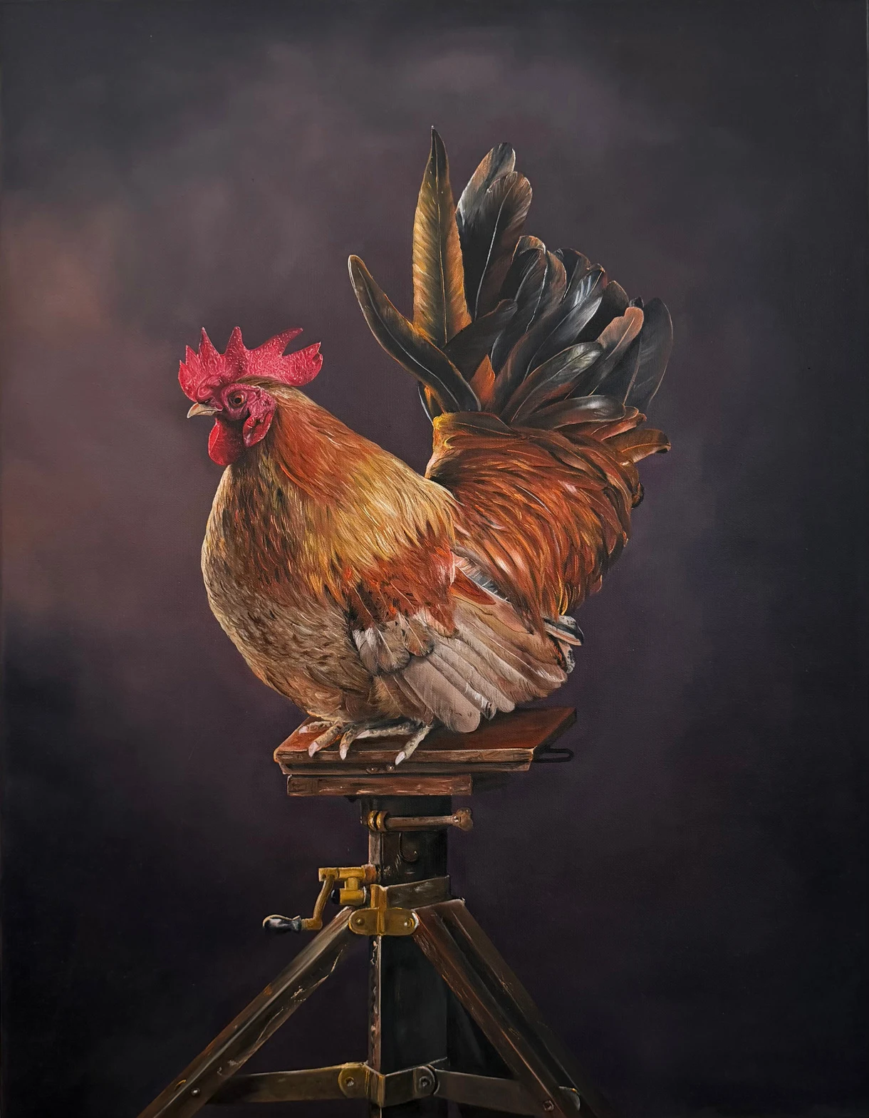 Rooster, Oil on canvas by Yasumin Maorasee